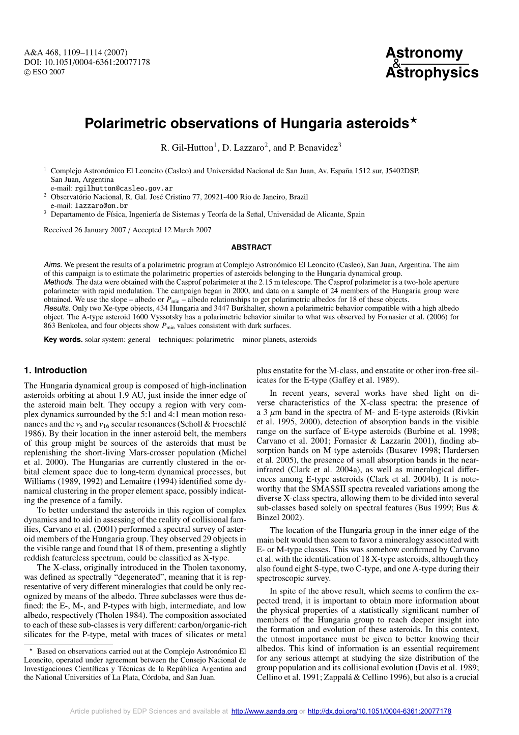 Polarimetric Observations of Hungaria Asteroids