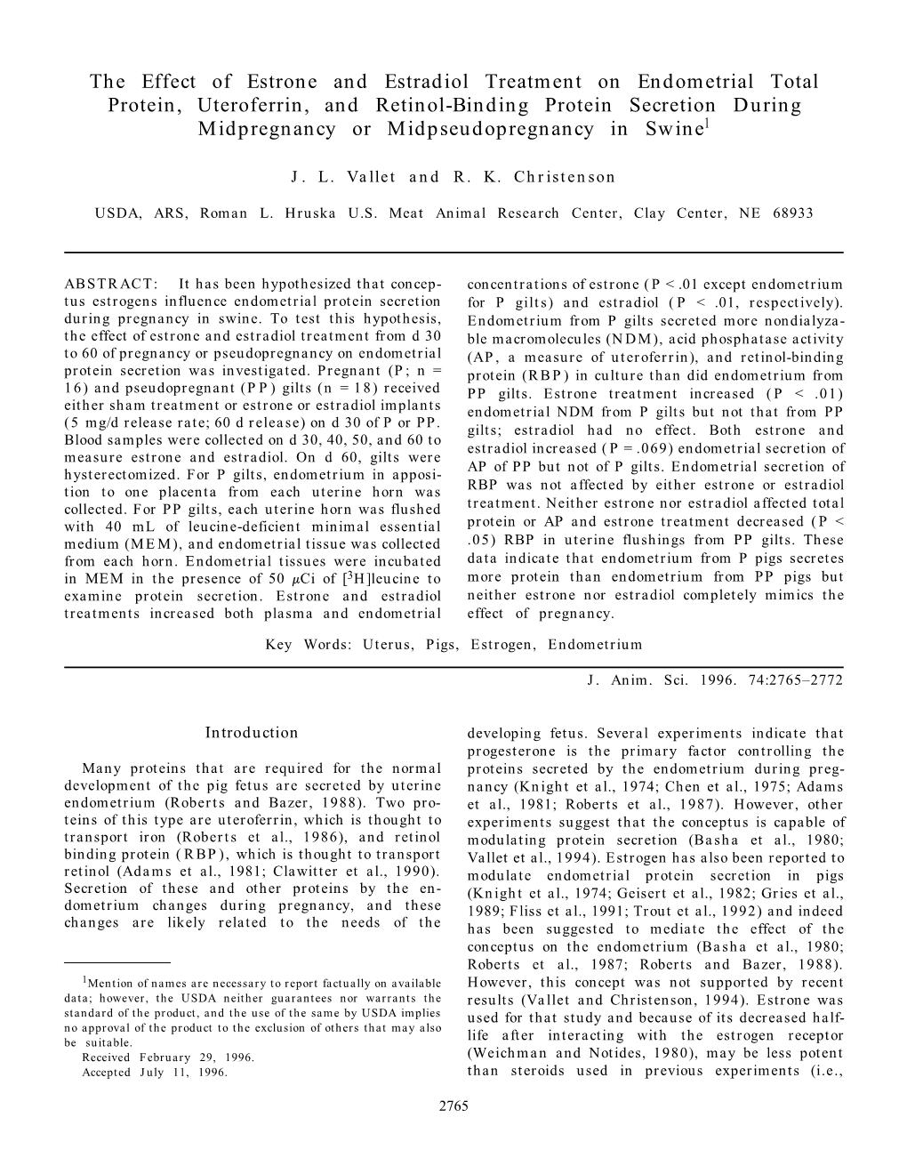 The Effect of Estrone and Estradiol Treatment on Endometrial Total