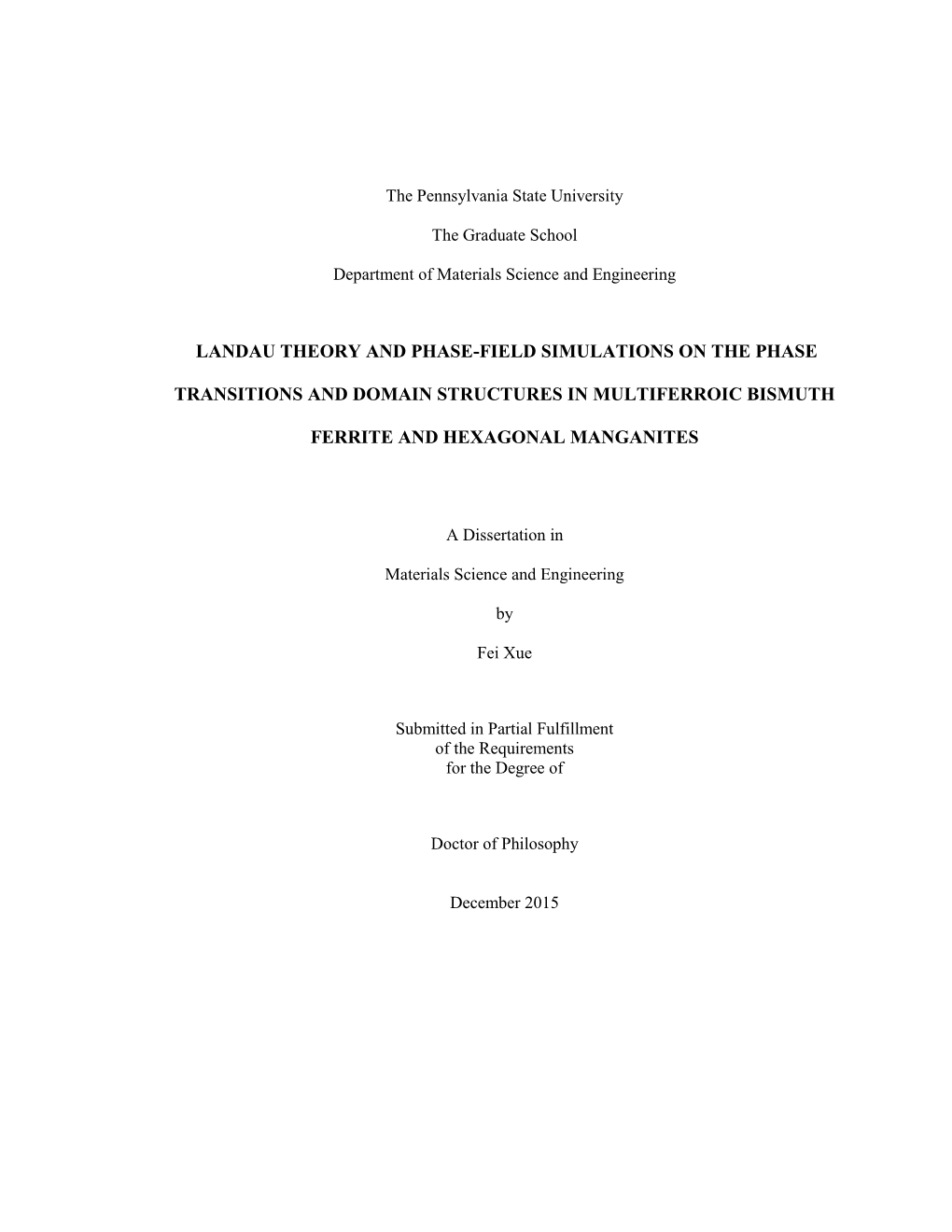 Landau Theory and Phase-Field Simulations on the Phase