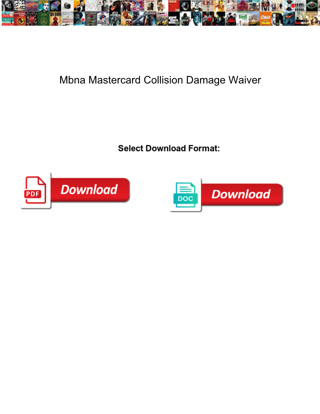 Mbna Mastercard Collision Damage Waiver