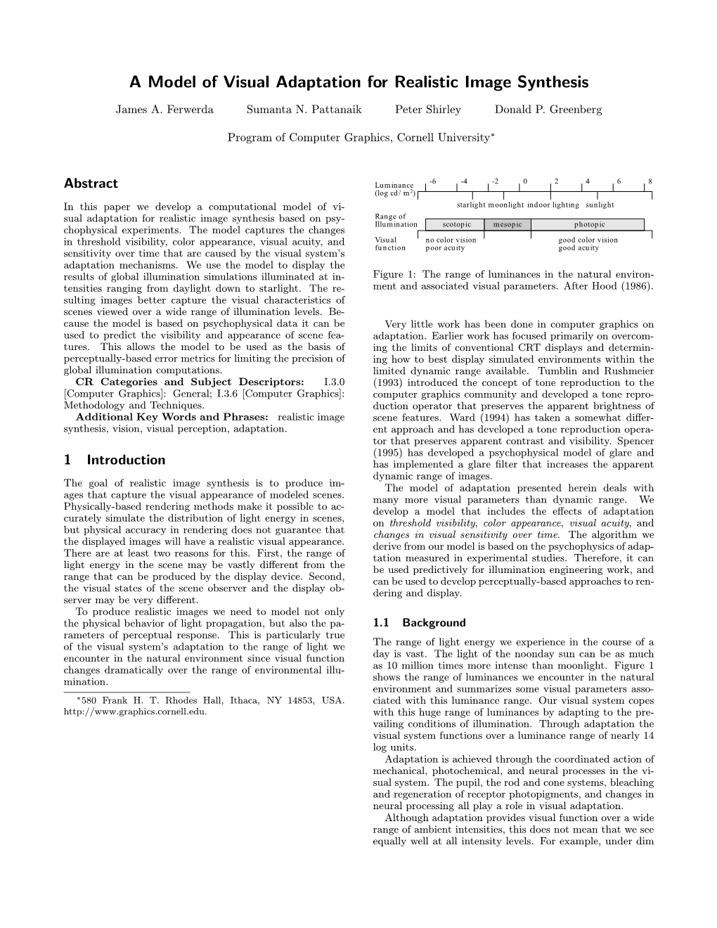 A Model of Visual Adaptation for Realistic Image Synthesis