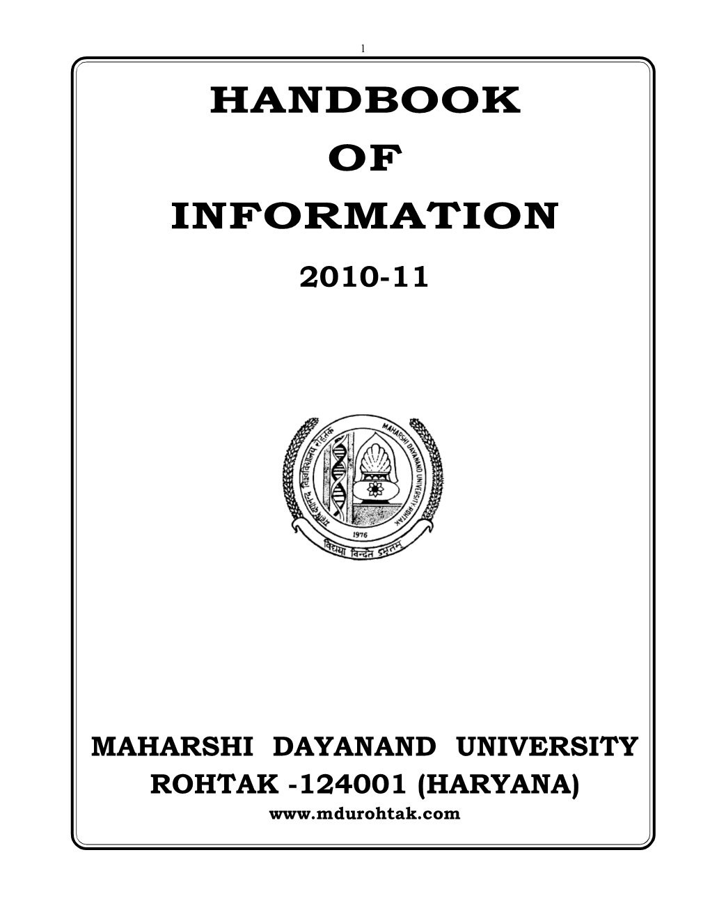 Handbook of Information for the Session 2010-11