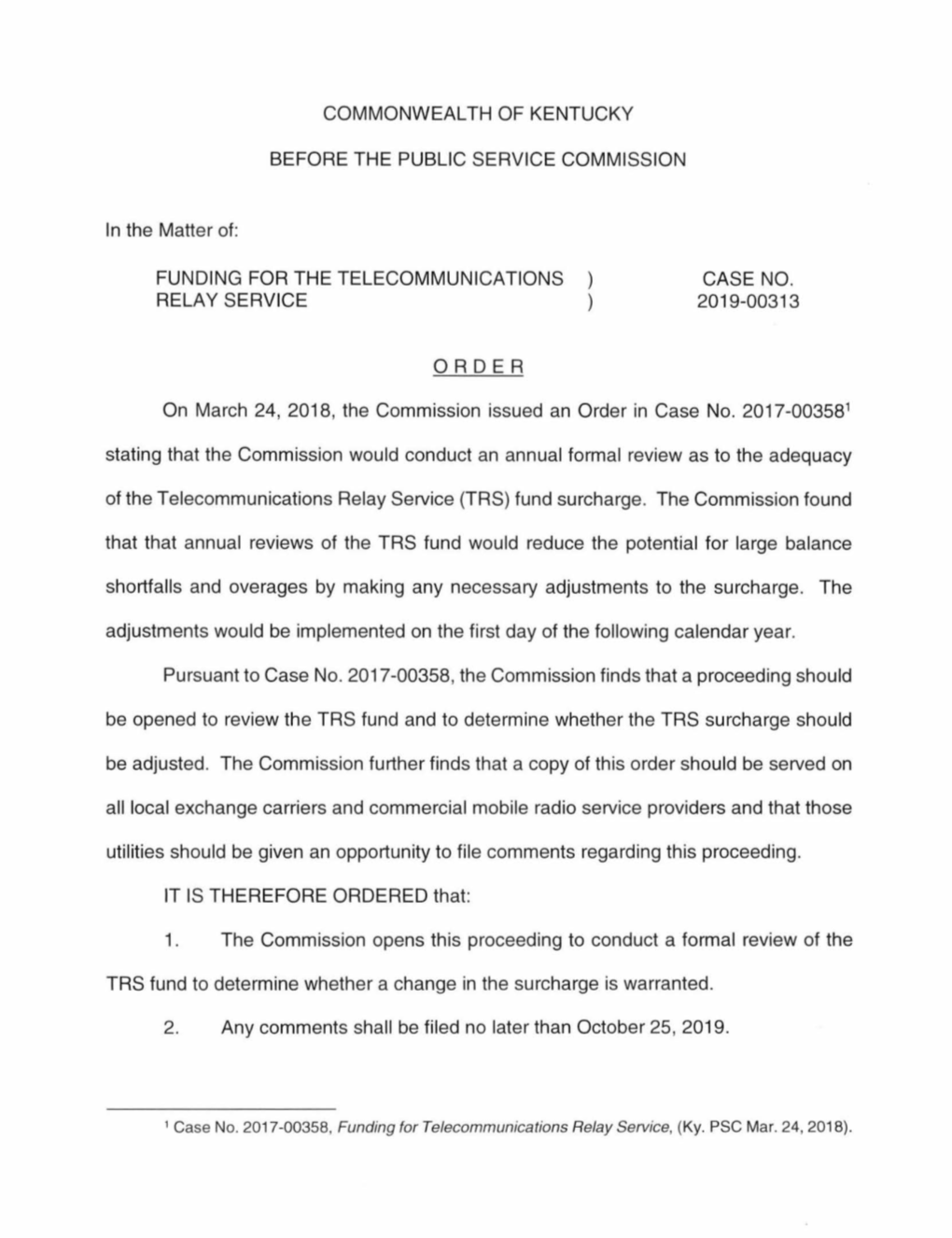 Funding for the Telecommunications Relay