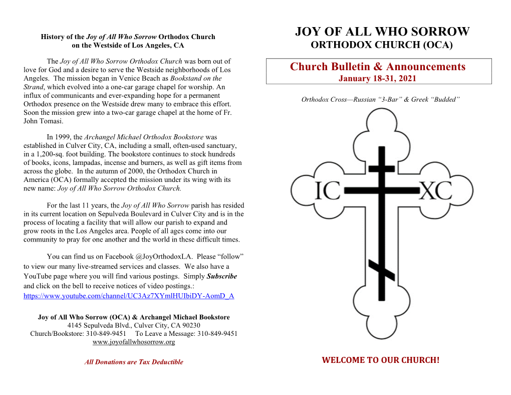 Joy of All Who Sorrow Orthodox Church JOY of ALL WHO SORROW on the Westside of Los Angeles, CA ORTHODOX CHURCH (OCA)