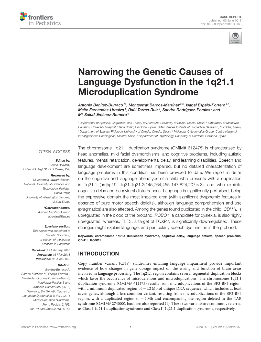 Narrowing the Genetic Causes of Language Dysfunction in the 1Q21.1 Microduplication Syndrome
