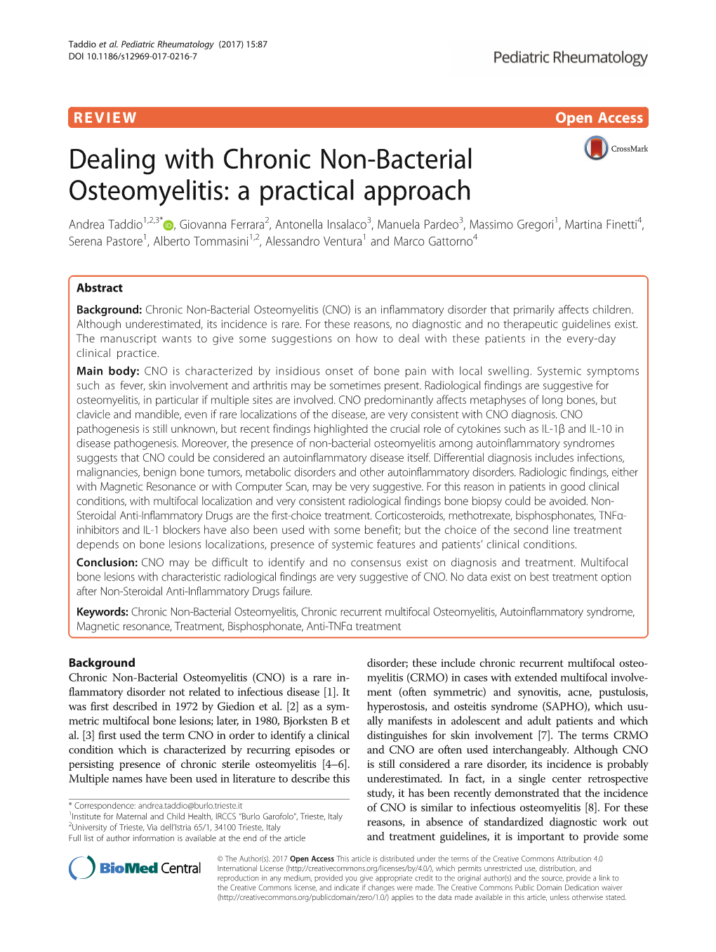 Dealing with Chronic Non-Bacterial Osteomyelitis: a Practical