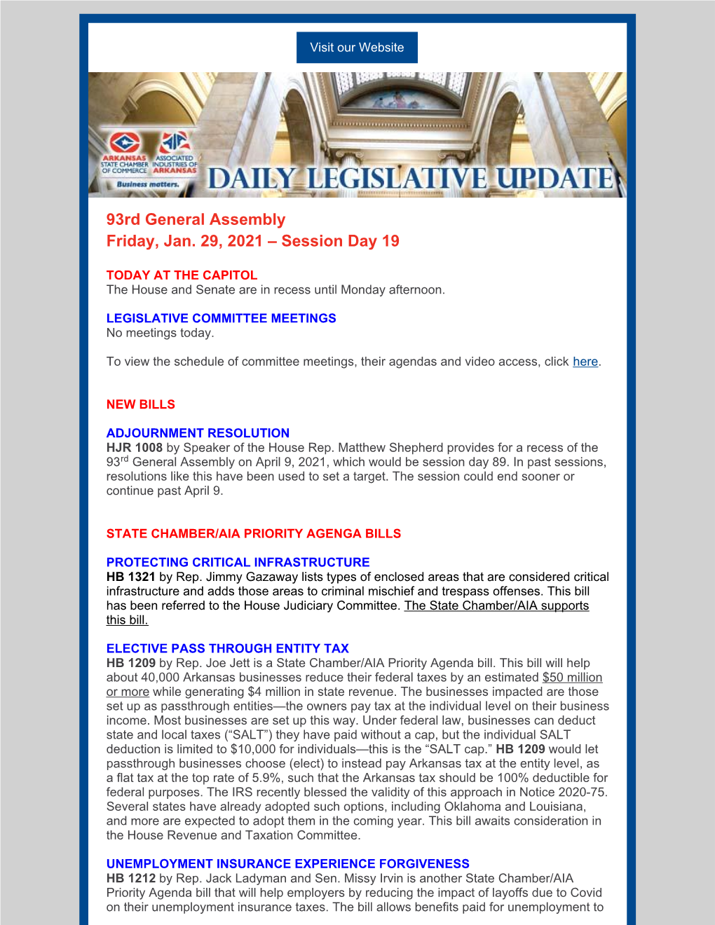 93Rd General Assembly Friday, Jan. 29, 2021 – Session Day 19