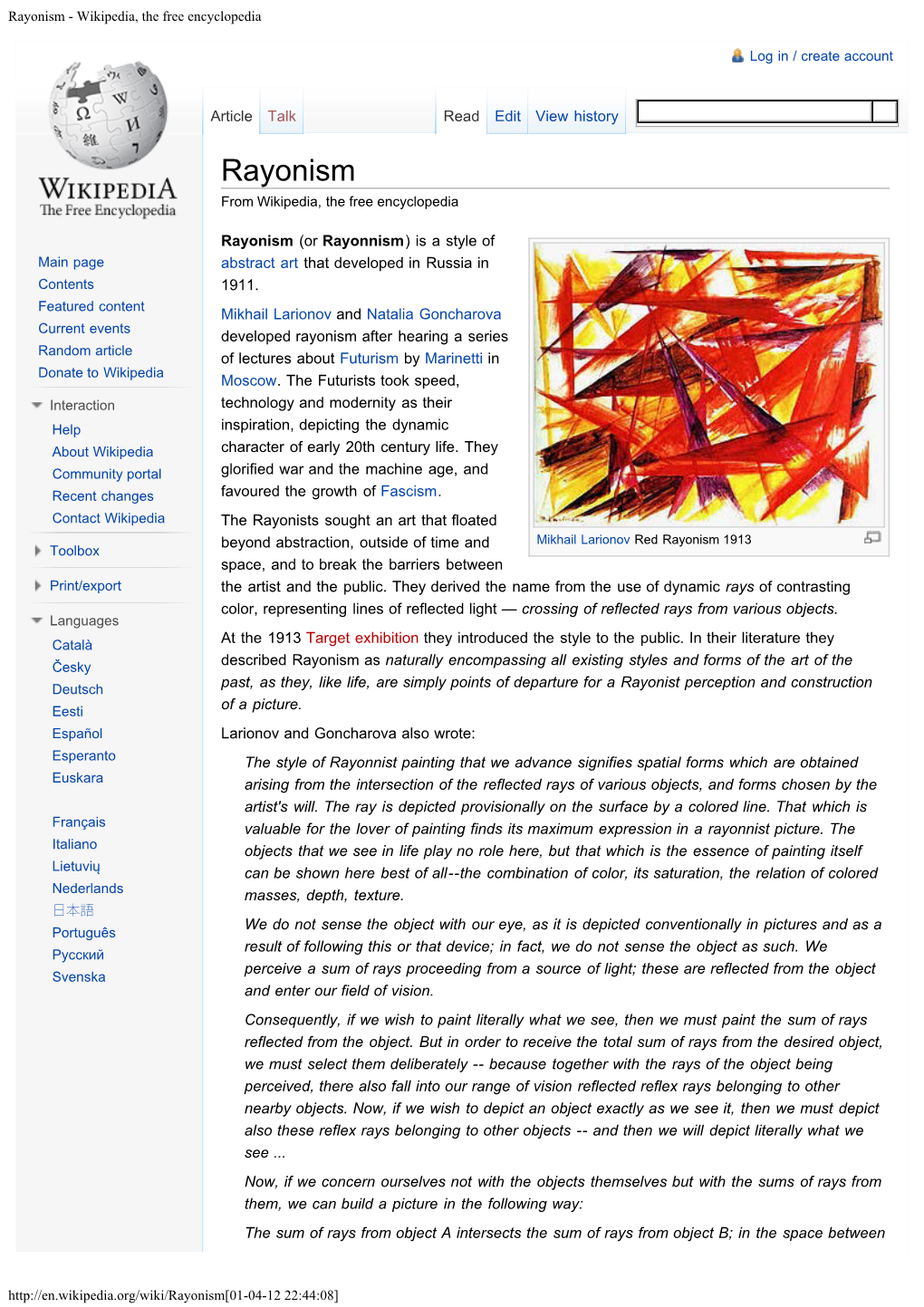 Rayonism - Wikipedia, the Free Encyclopedia
