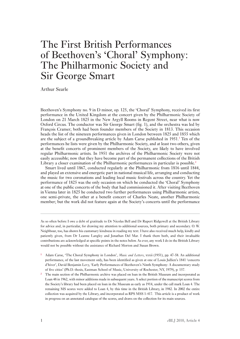 Symphony: the Philharmonic Society and Sir George Smart