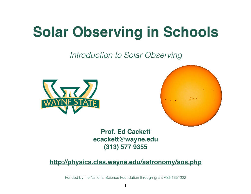 Solar Observing Introduction