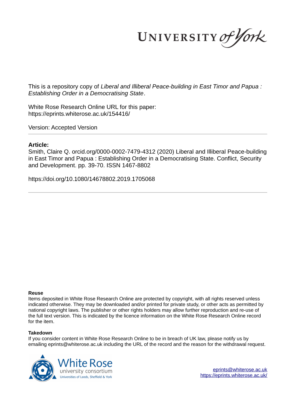 Liberal and Illiberal Peace-Building in East Timor and Papua : Establishing Order in a Democratising State