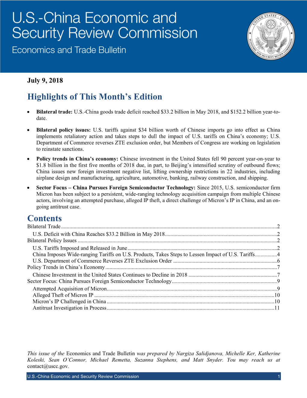 July 2018 Trade Bulletin