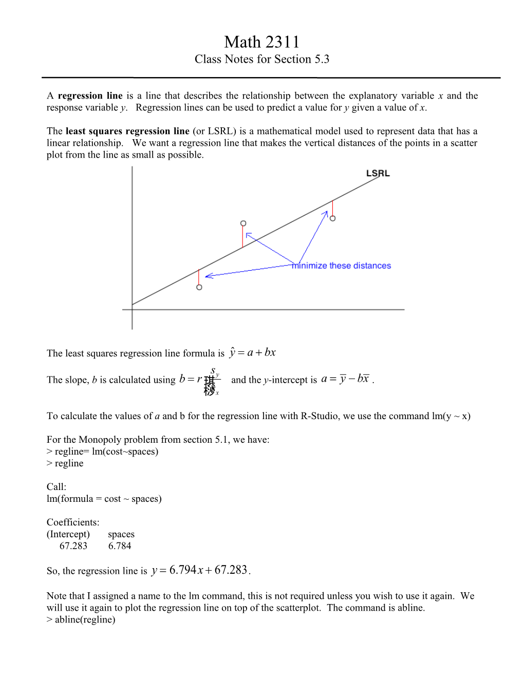 Class Notes for Section 5.3