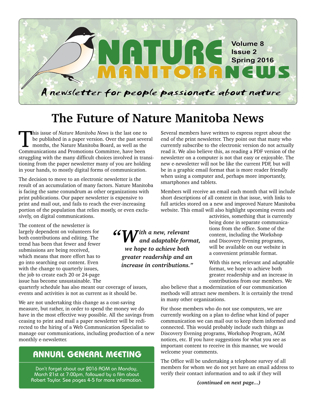 The Future of Nature Manitoba News