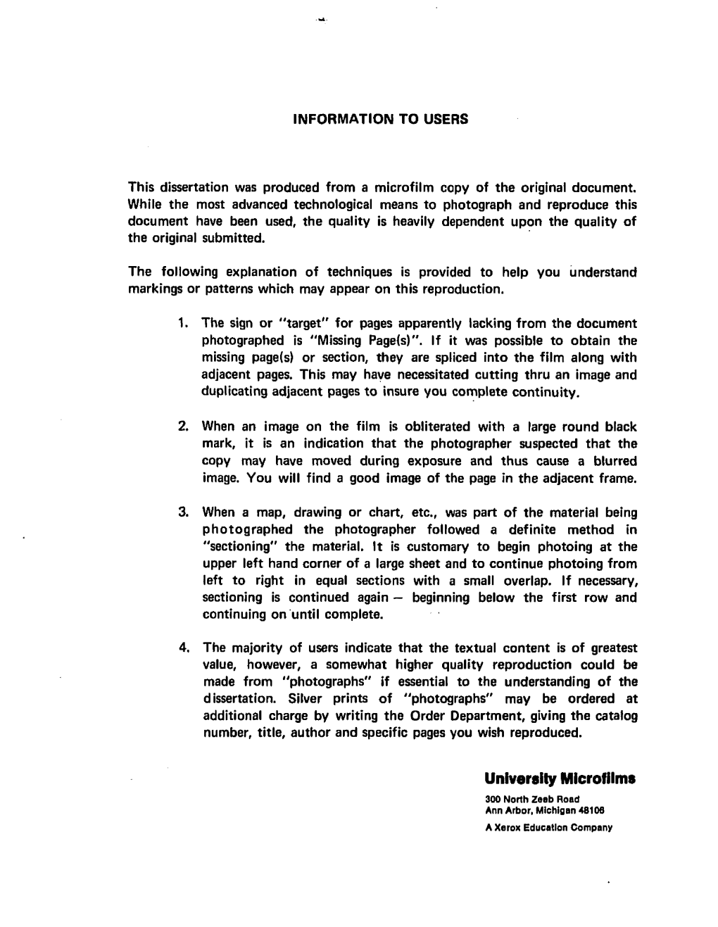 University Microfilms 300 North Zeeb Road Ann Arbor, Michigan 48106 a Xerox Education Company 72-21,030