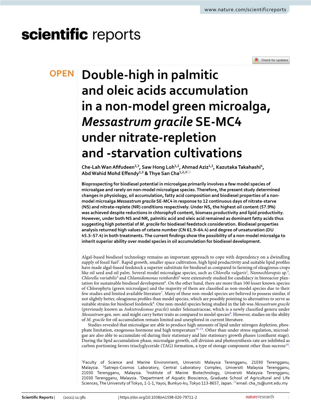 Double-High in Palmitic and Oleic Acids Accumulation in a Non-Model