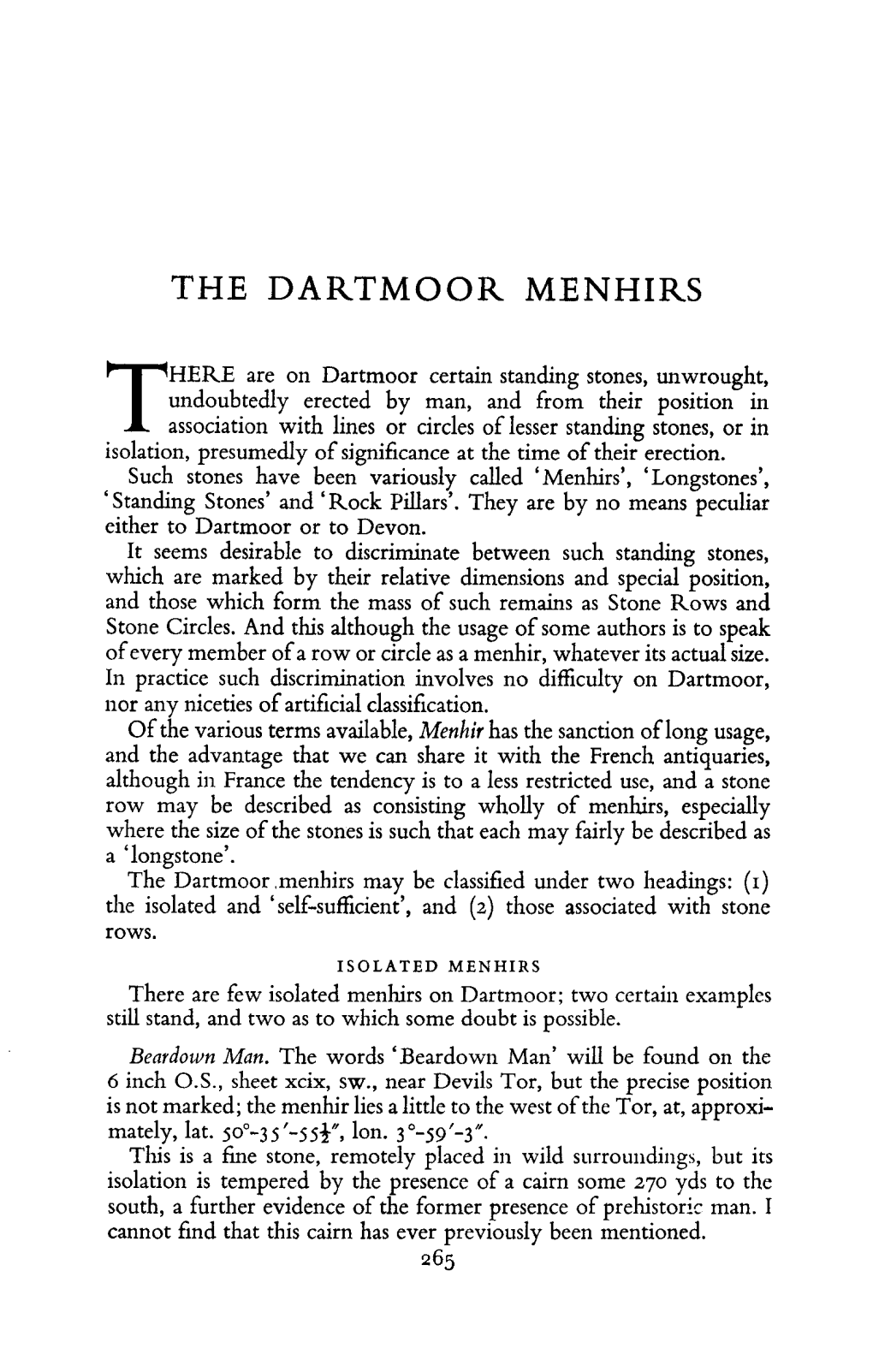 The Dartmoor Menhirs