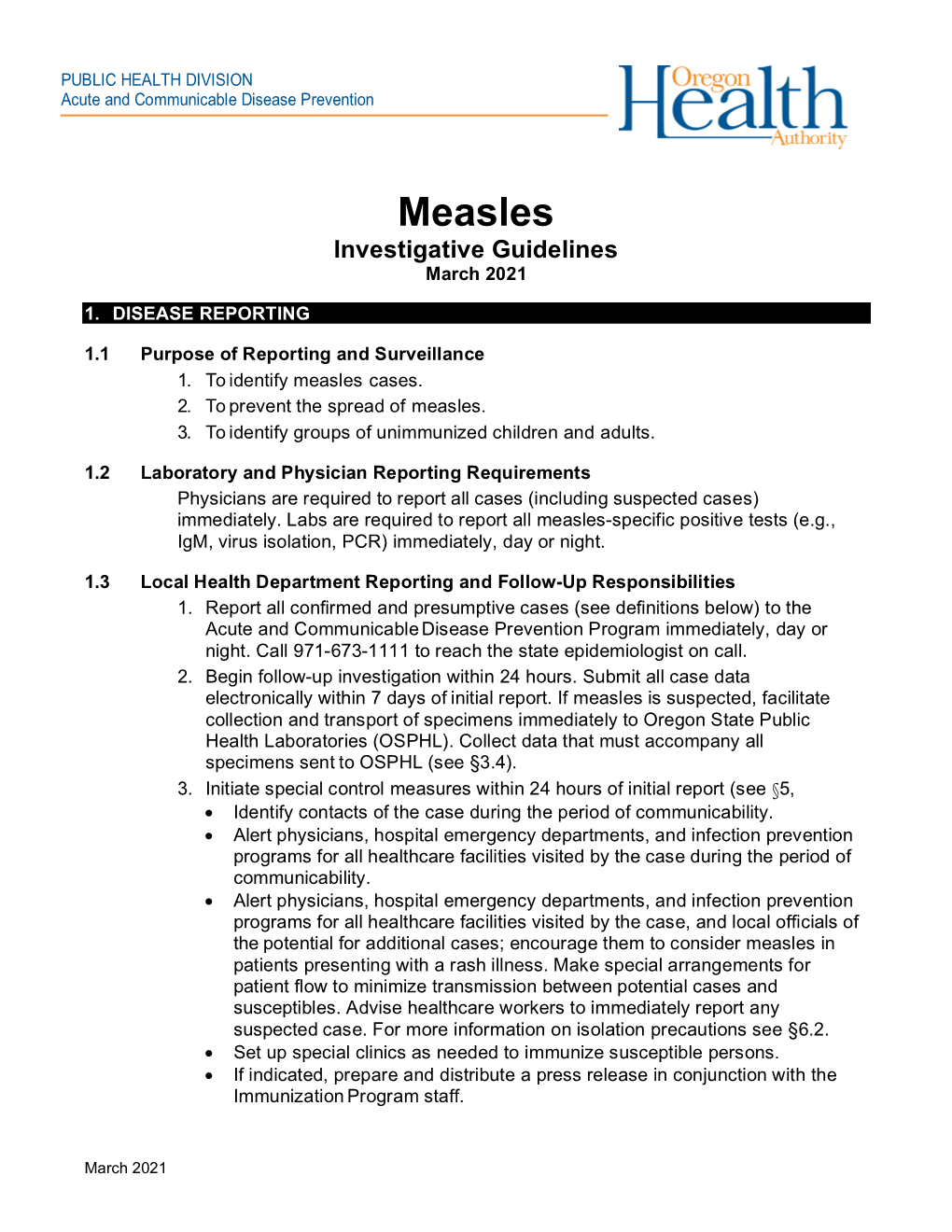 Measles Investigative Guidelines March 2021