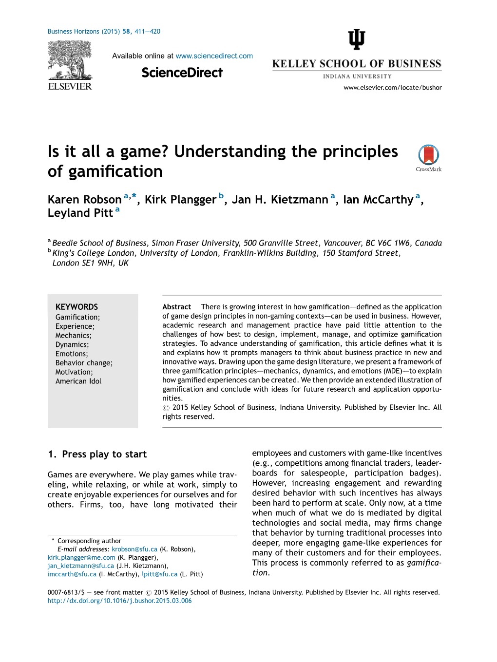 Is It All a Game? Understanding the Principles of Gamification