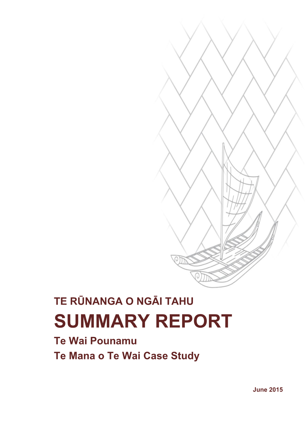 TE RŪNANGA O NGĀI TAHU SUMMARY REPORT Te Wai Pounamu Te Mana O Te Wai Case Study