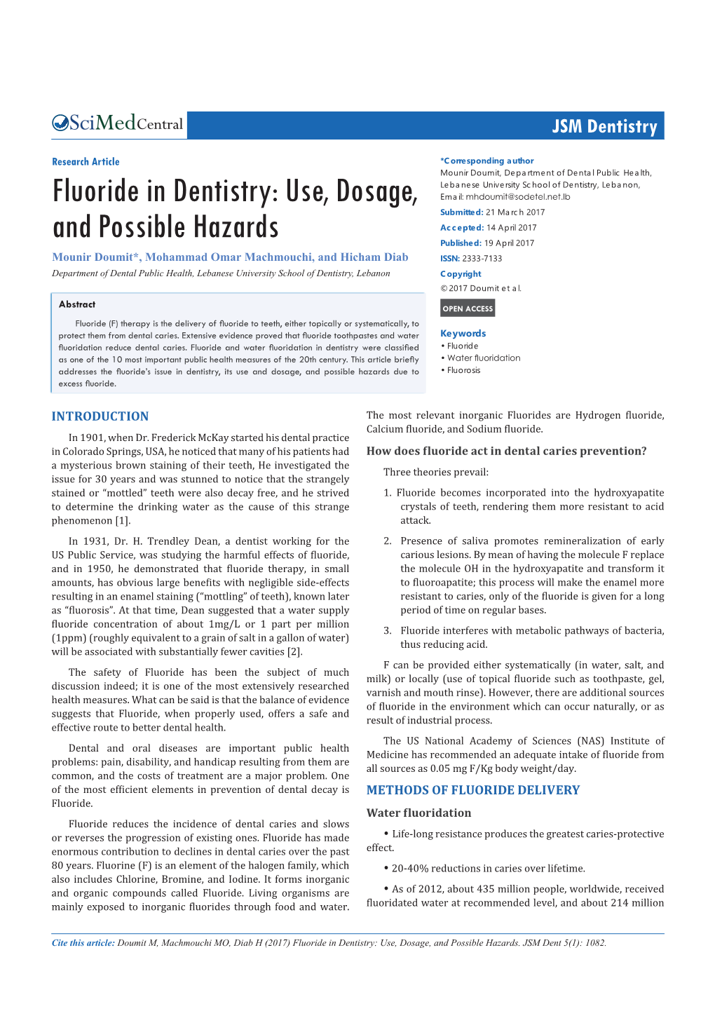 Fluoride in Dentistry: Use, Dosage, and Possible Hazards