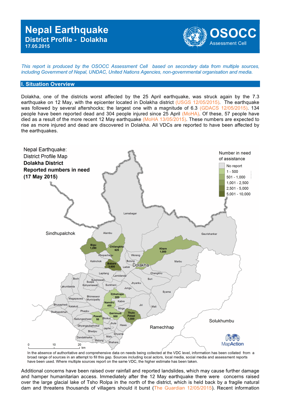 Nepal Earthquake District Profile - Dolakha OSOCC Assessment Cell 17.05.2015