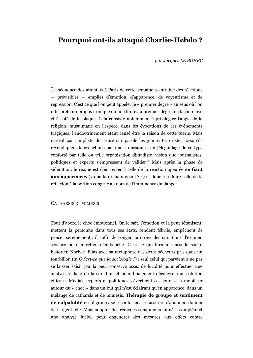 Pourquoi Ont-Ils Attaqué Charlie-Hebdo ?