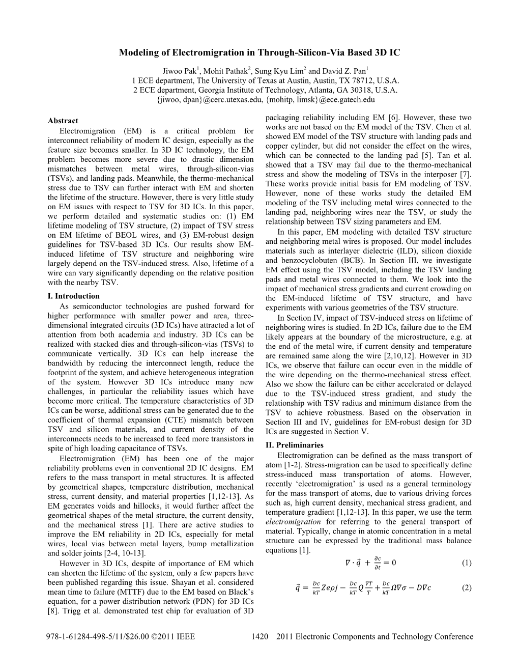 Modeling of Electromigration in Through-Silicon-Via Based 3D IC