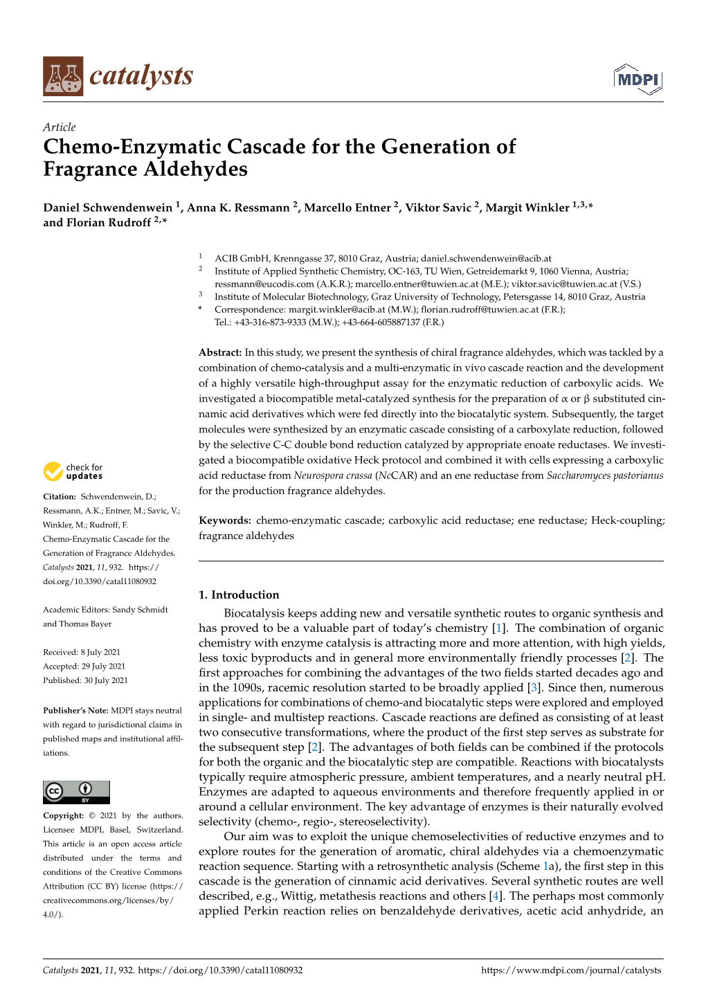 Chemo-Enzymatic Cascade for the Generation Offragrance Aldehydes