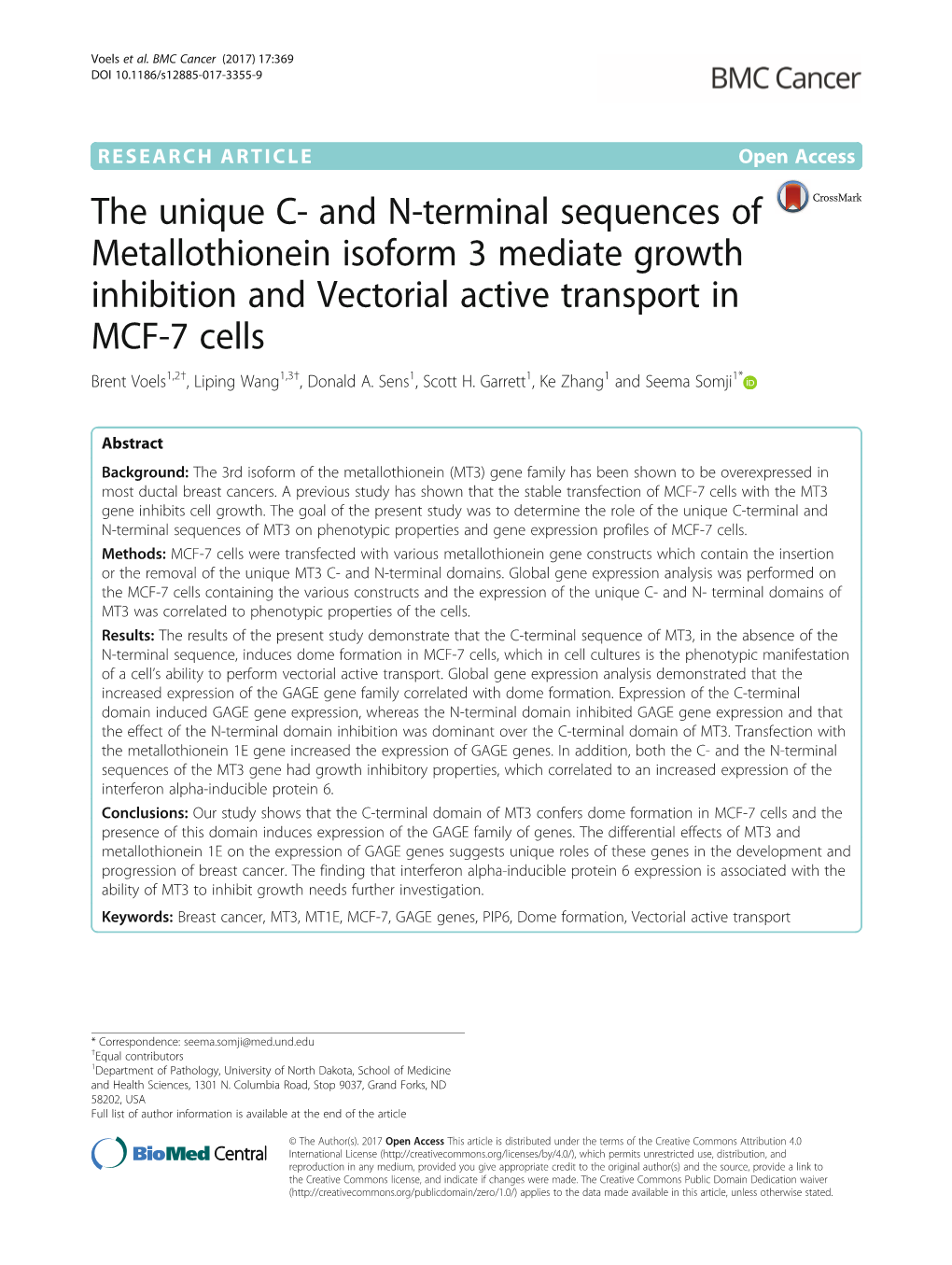 And N-Terminal Sequences of Metallothionein