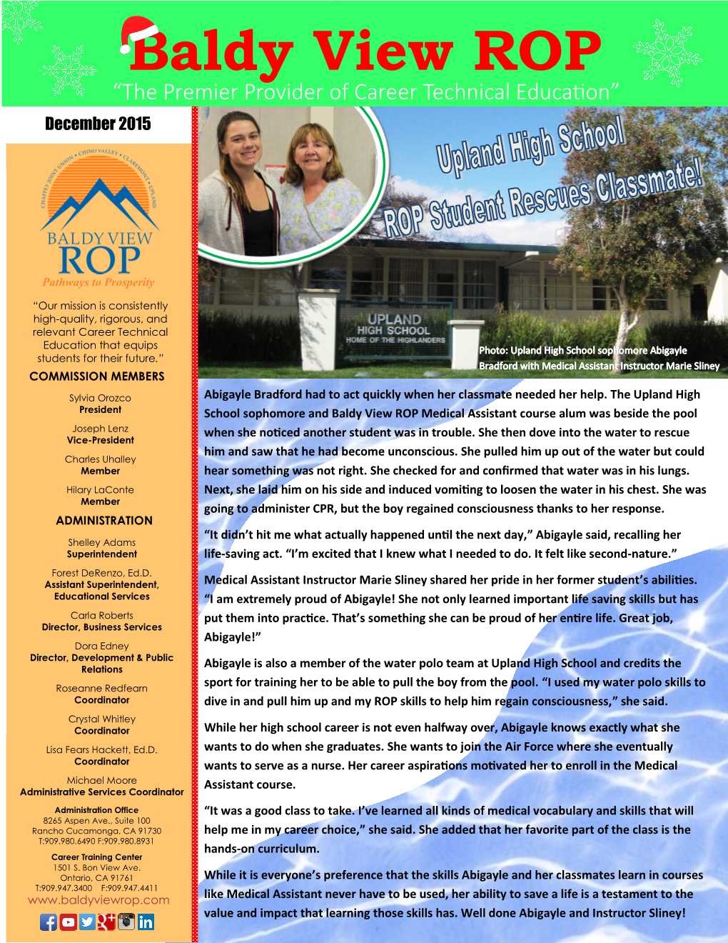 Baldy View ROP “The Premier Provider of Career Technical Education” December 2015