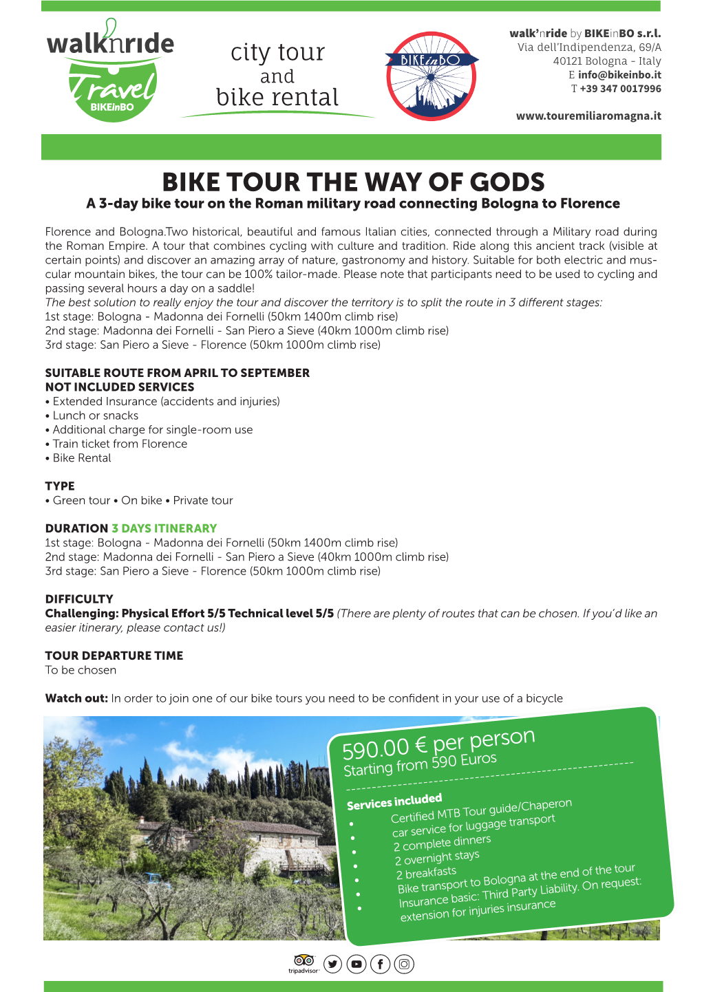 BIKE TOUR the WAY of GODS a 3-Day Bike Tour on the Roman Military Road Connecting Bologna to Florence