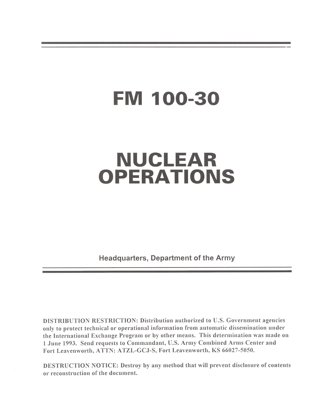 FM 100-30 Nuclear Operations