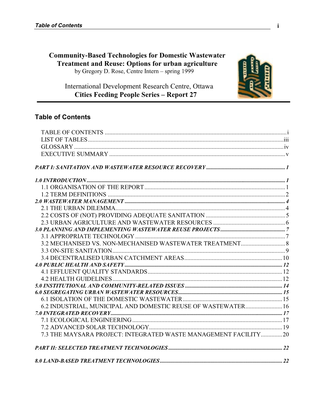 Community-Based Technologies for Domestic Wastewater Treatment and Reuse: Options for Urban Agriculture by Gregory D