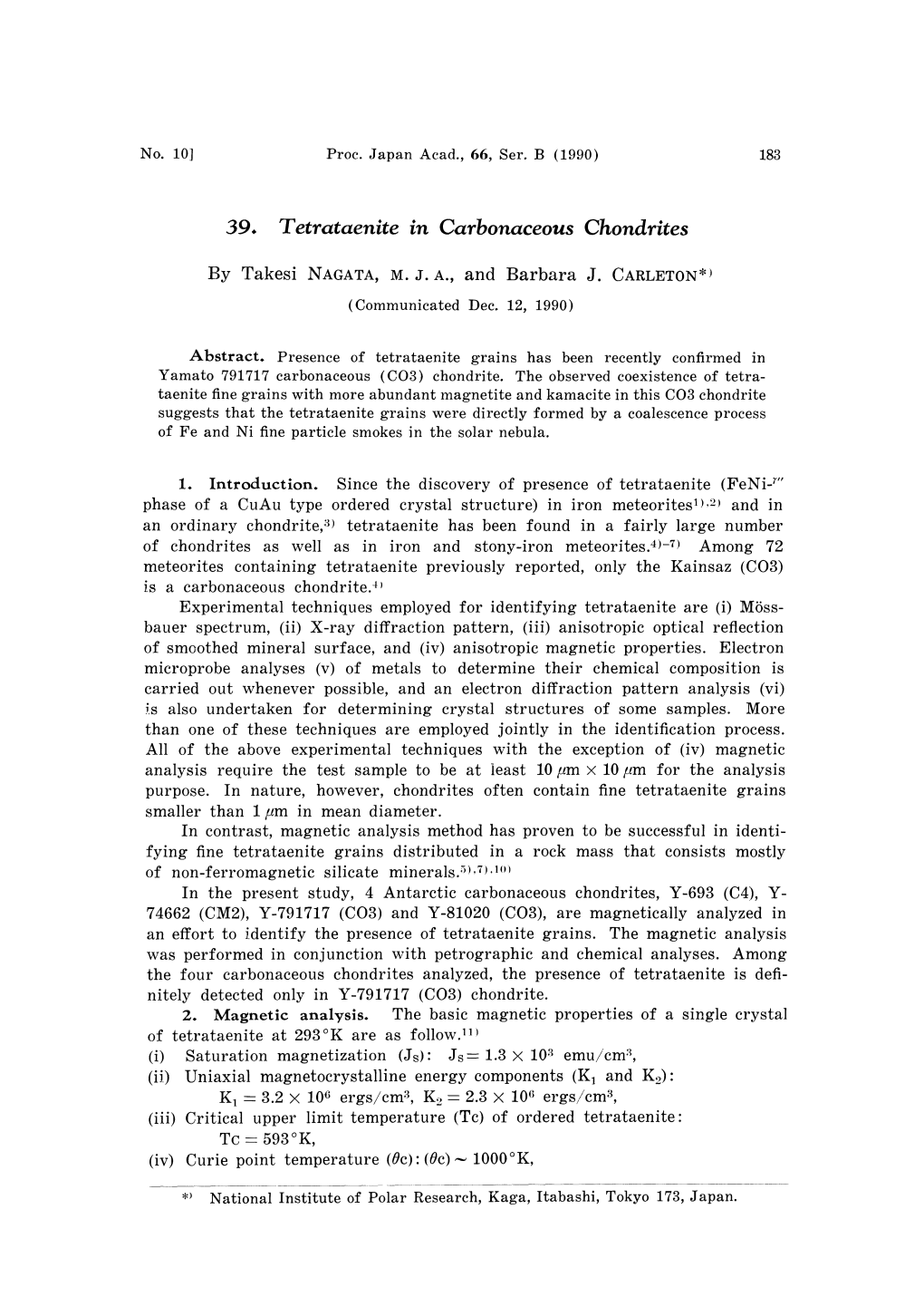 39. T Etrataenite in Carbonaceous Chondrites