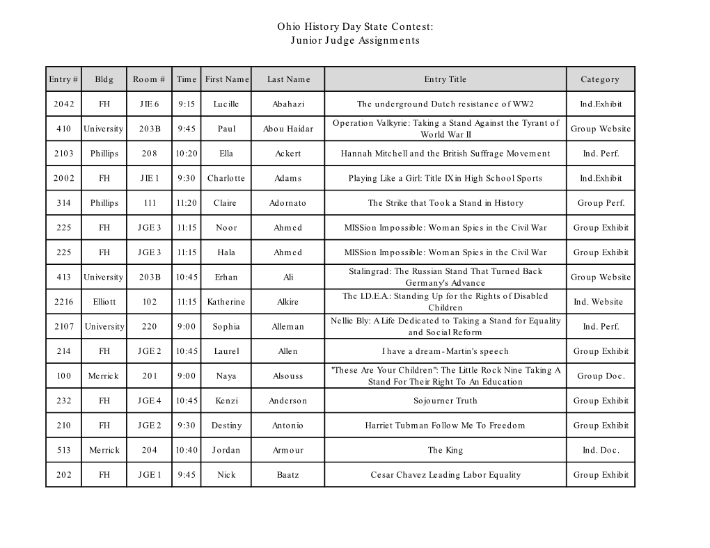 Junior Judge Assignments