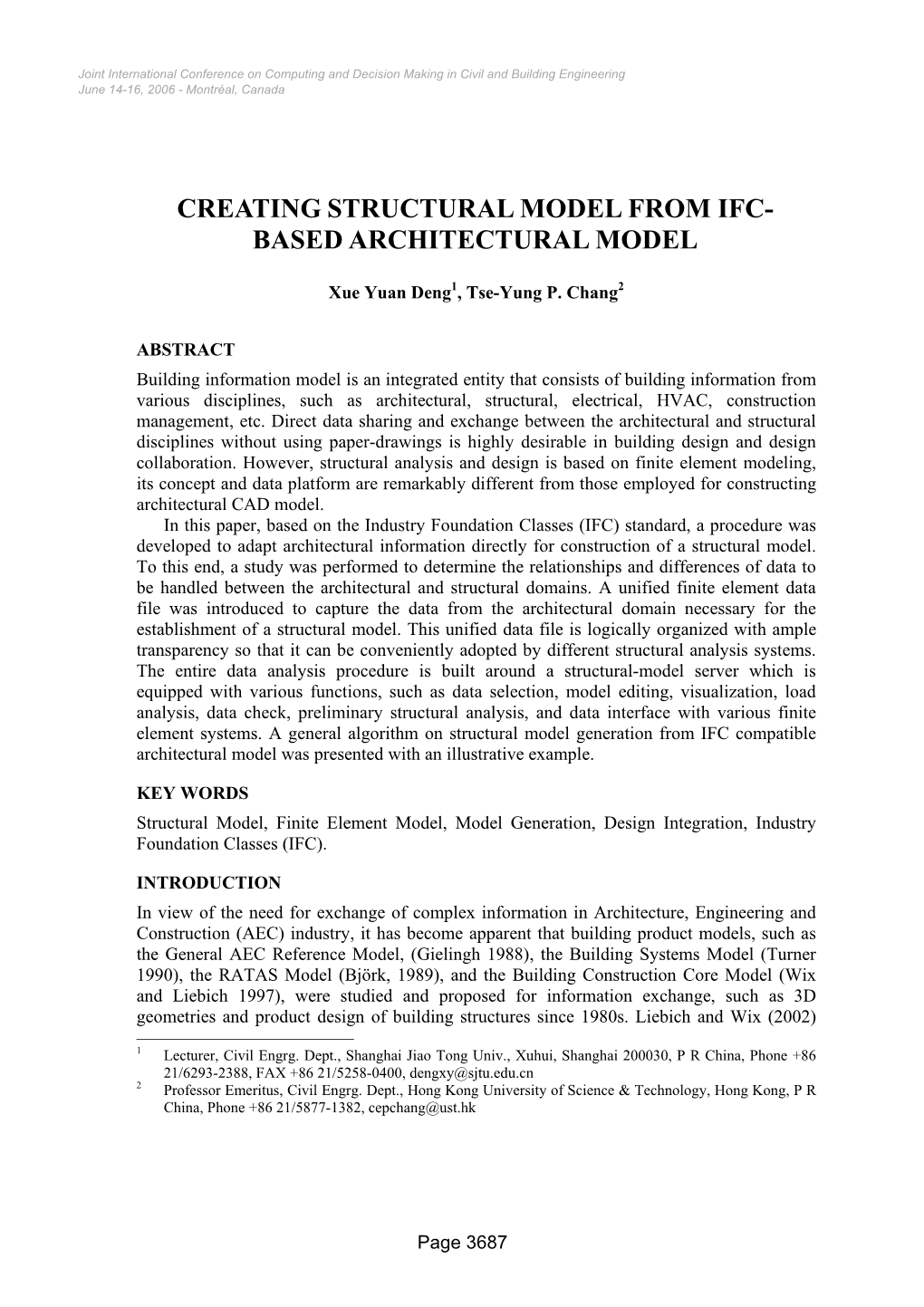 Ic-577 Creating Structural Model from Ifc-Based Architectural Model