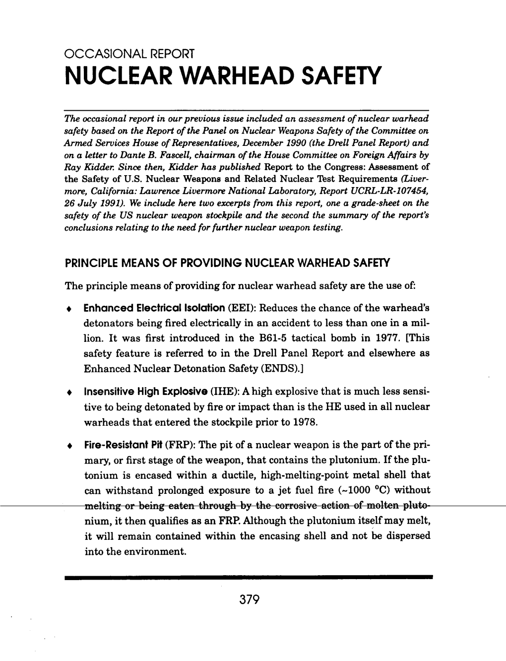 Nuclear Warh Ead Safety