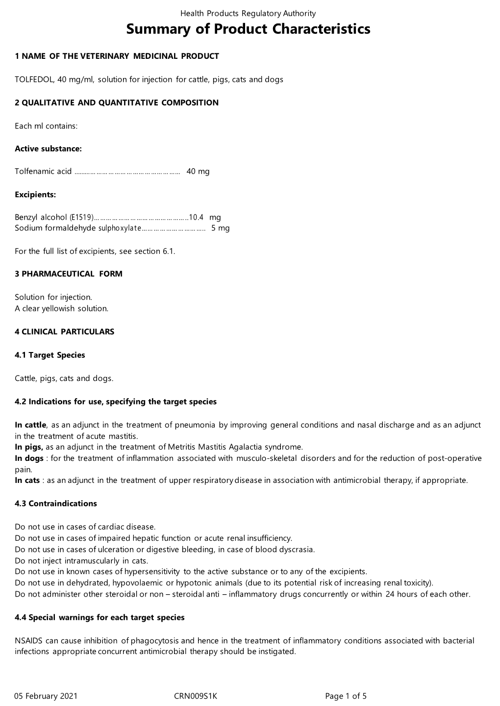 Summary of Product Characteristics