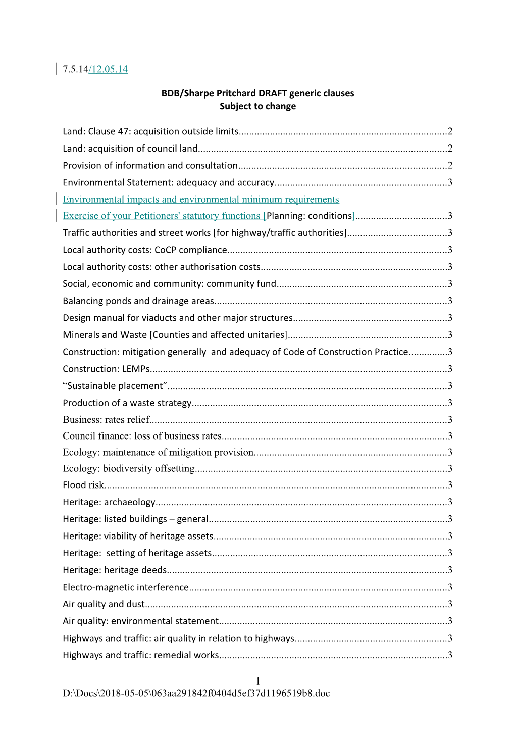 BDB/Sharpe Pritchard DRAFT Generic Clauses