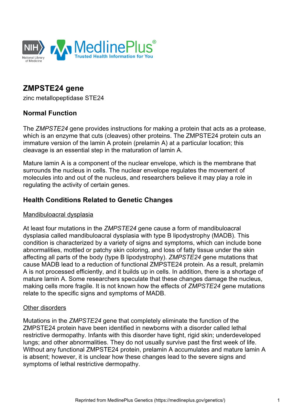 ZMPSTE24 Gene Zinc Metallopeptidase STE24