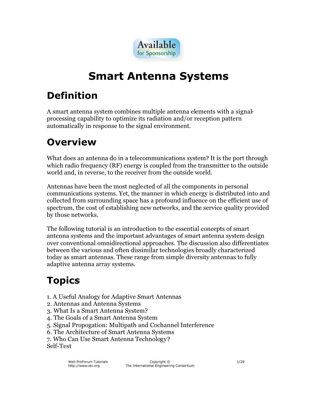 Smart Antenna Systems