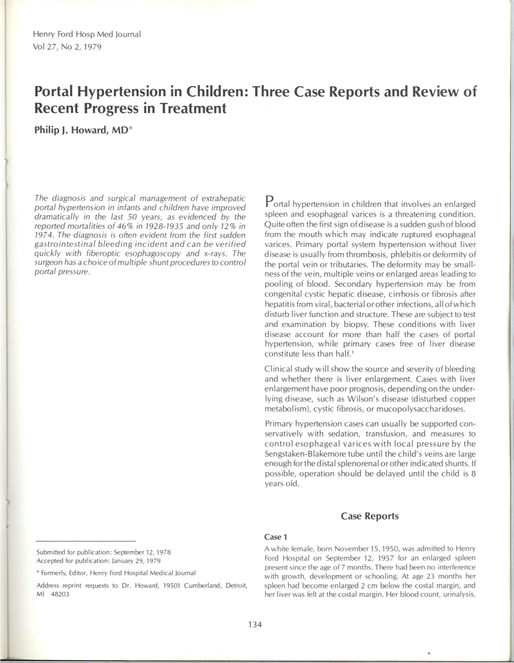 Portal Hypertension in Children: Three Case Reports and Review of Recent Progress in Treatment