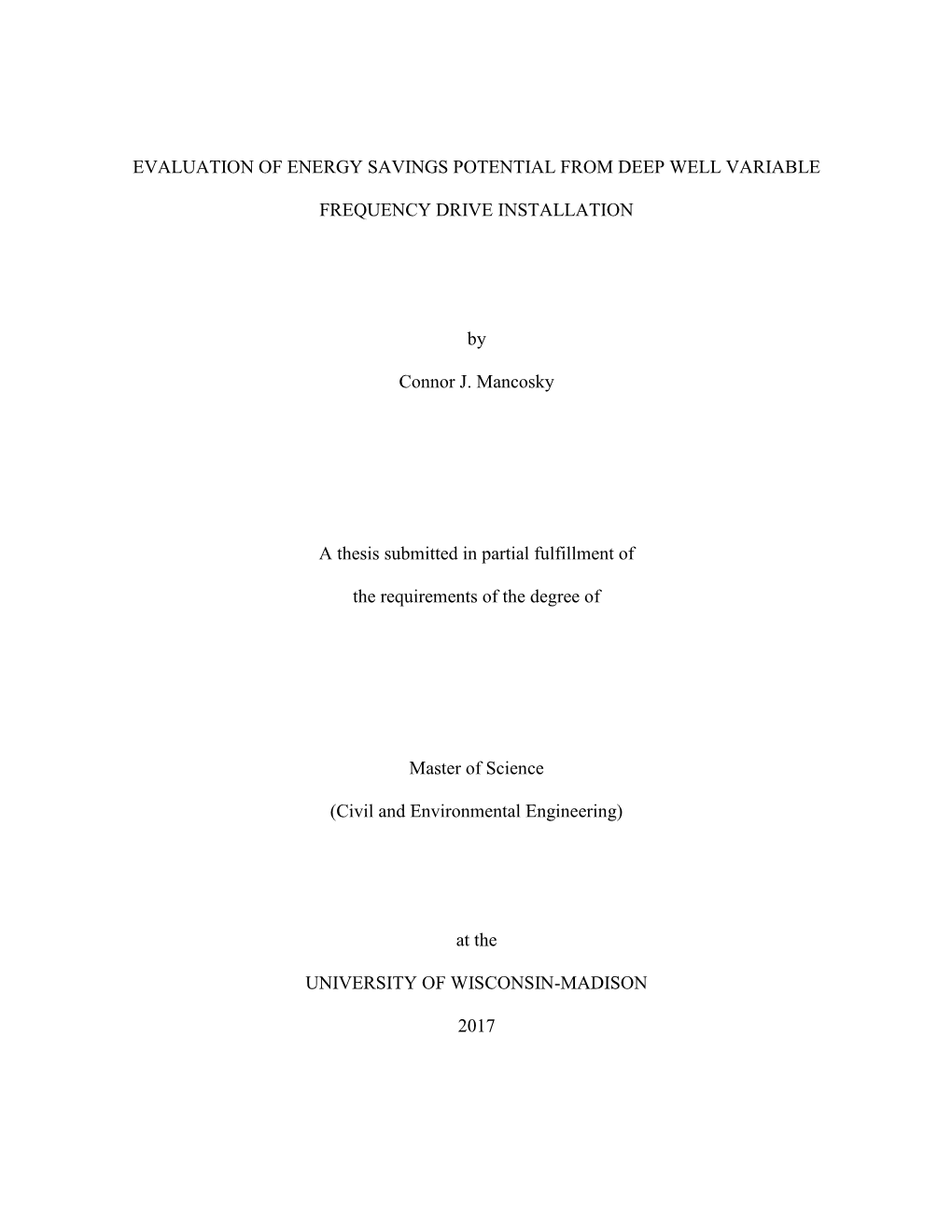 Evaluation of Energy Savings Potential from Deep Well Variable