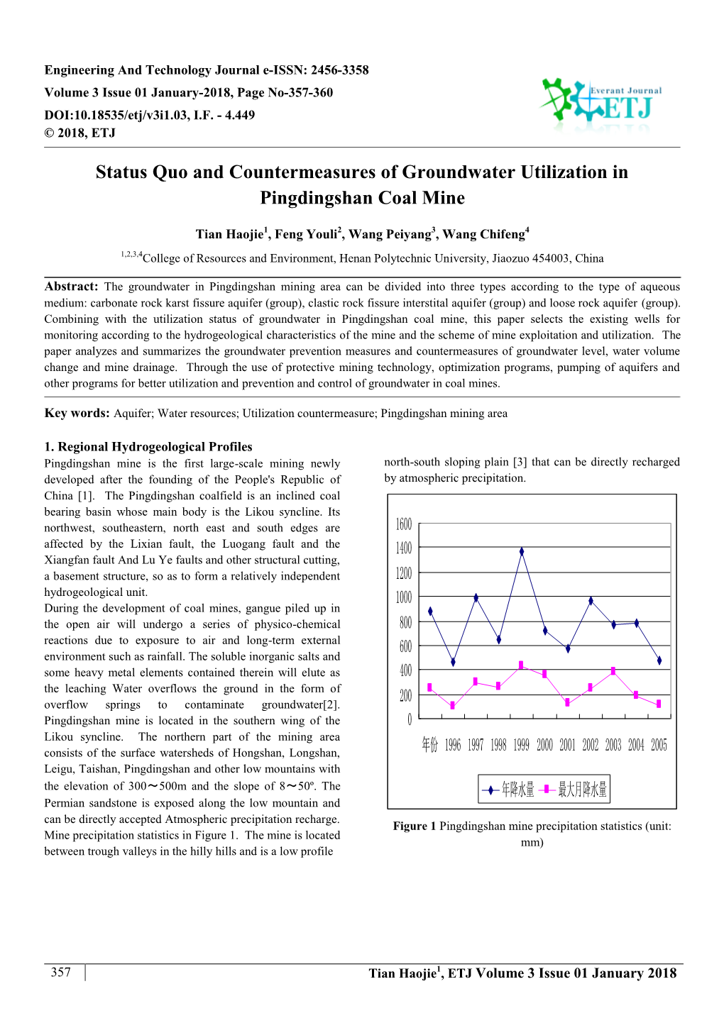 Status Quo and Countermeasures of Groundwater Utilization in Pingdingshan Coal Mine