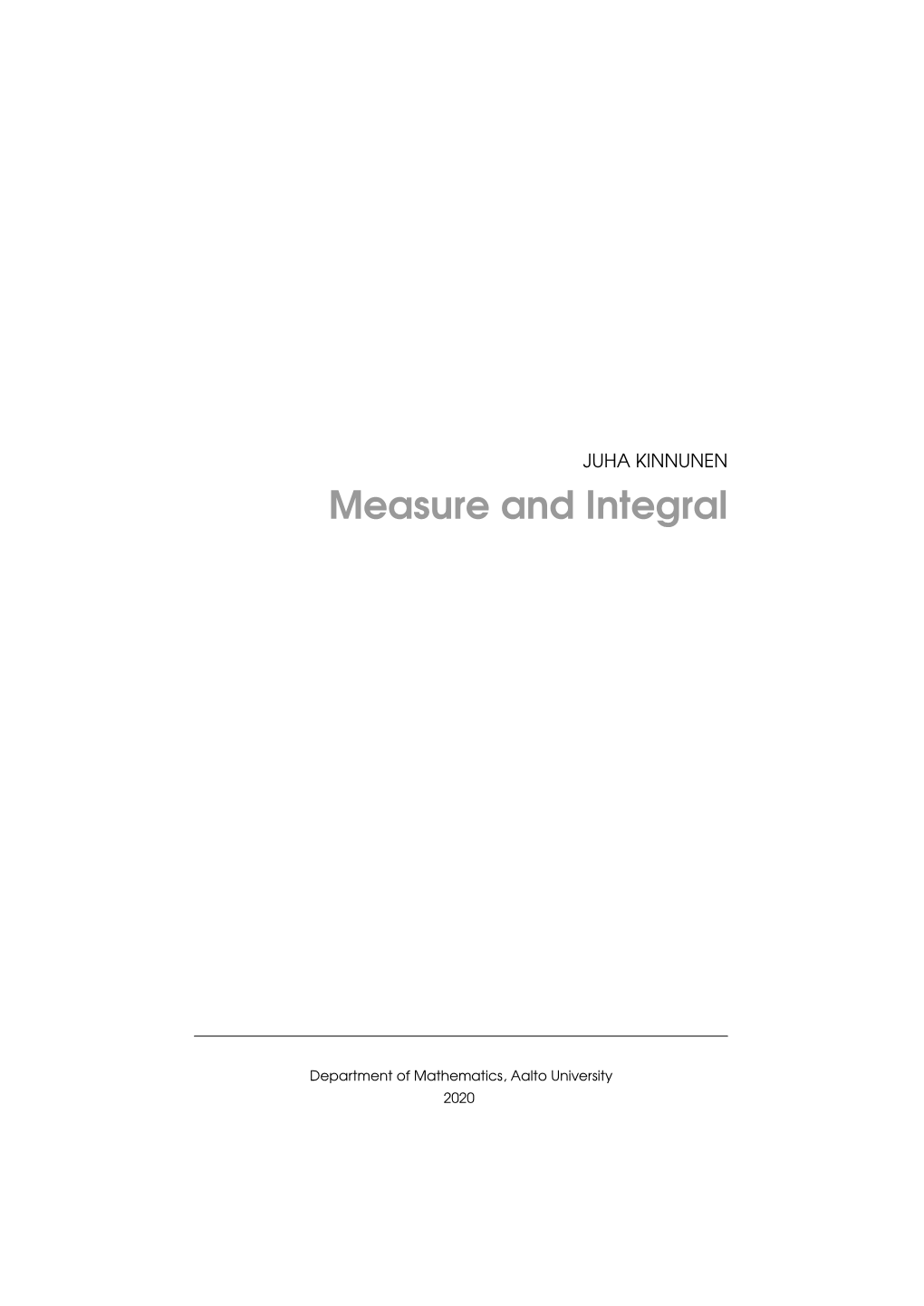 Measure and Integral