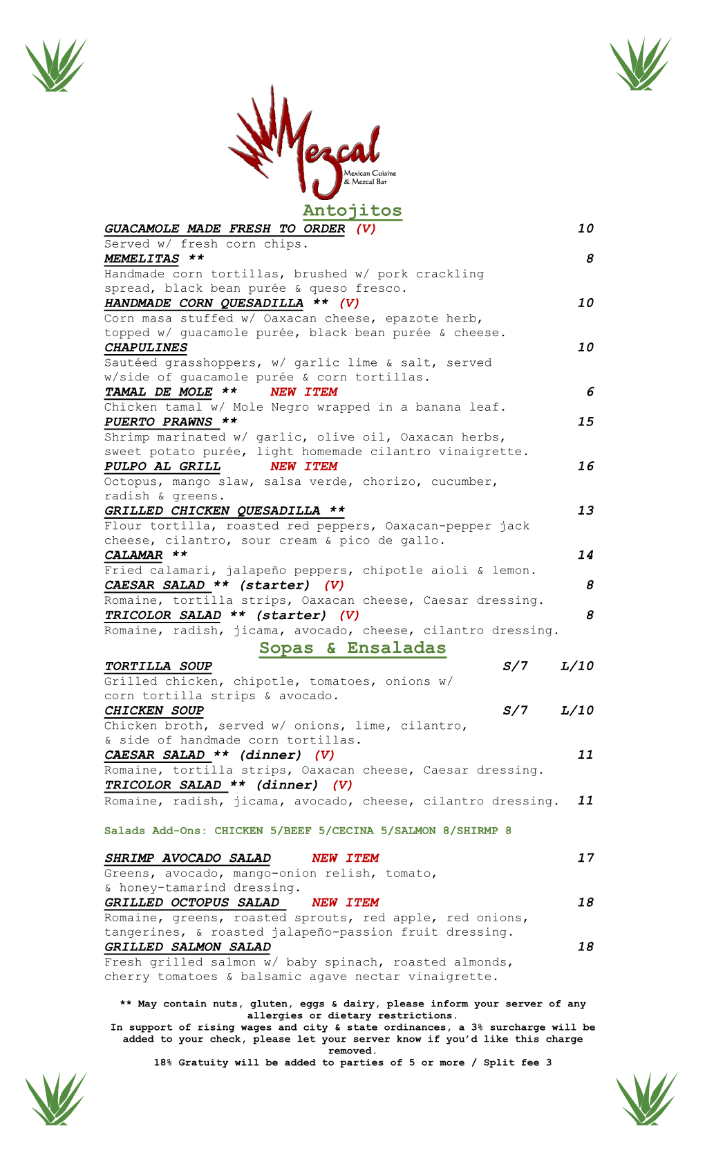 Mezcal Full Menu.Pdf