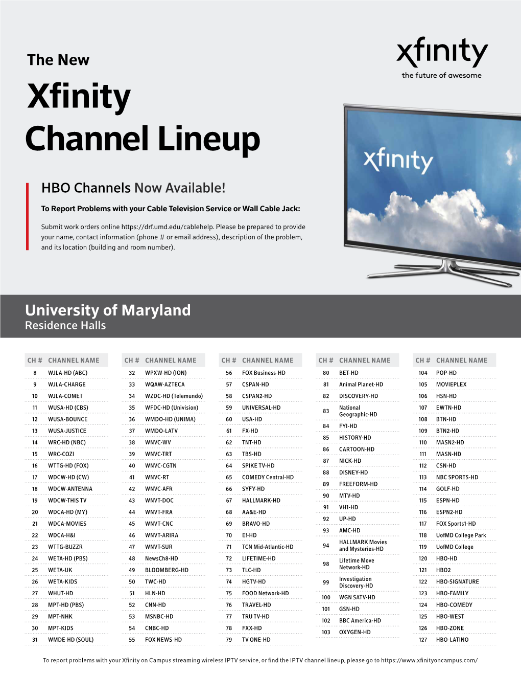 Xfinity O Chann Xfinity Channel Lineup