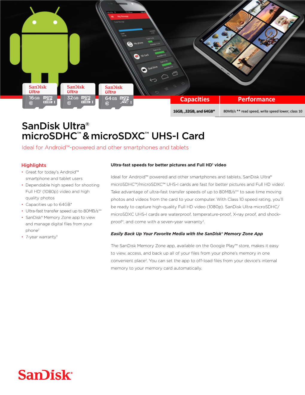Sandisk Ultra® Microsdhc™ &Microsdxc ™ UHS-I Card