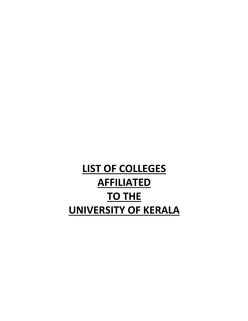 List of Colleges Affiliated to the University of Kerala